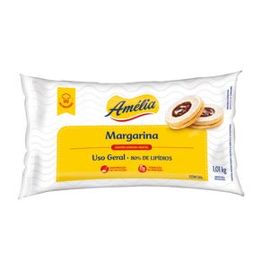 Margarina 80% Lipídios Com Sal Amélia 1,01kg Uso Geral